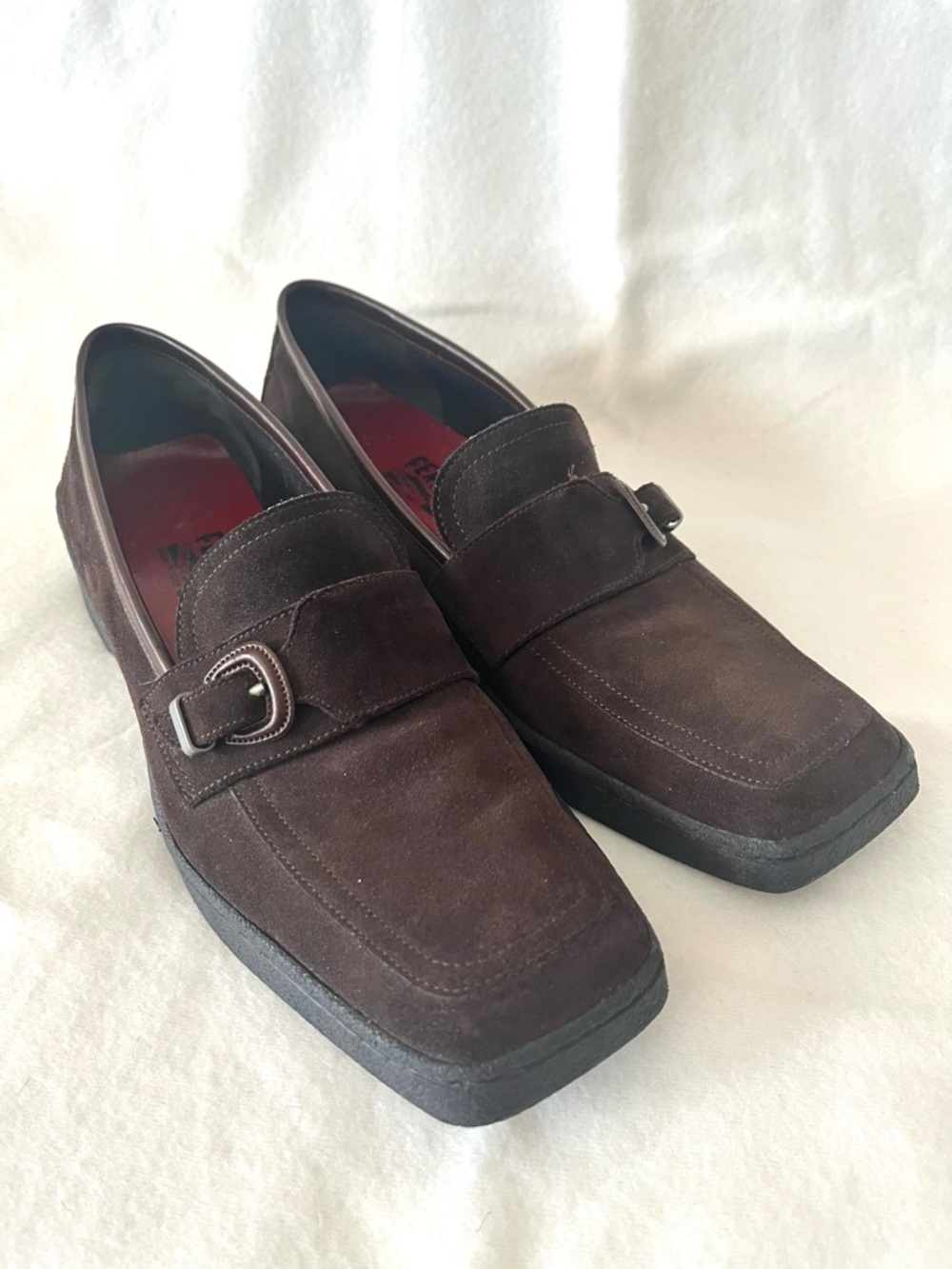 Salvatore Ferragamo ladies Brown Suede Slip-On Loafers
